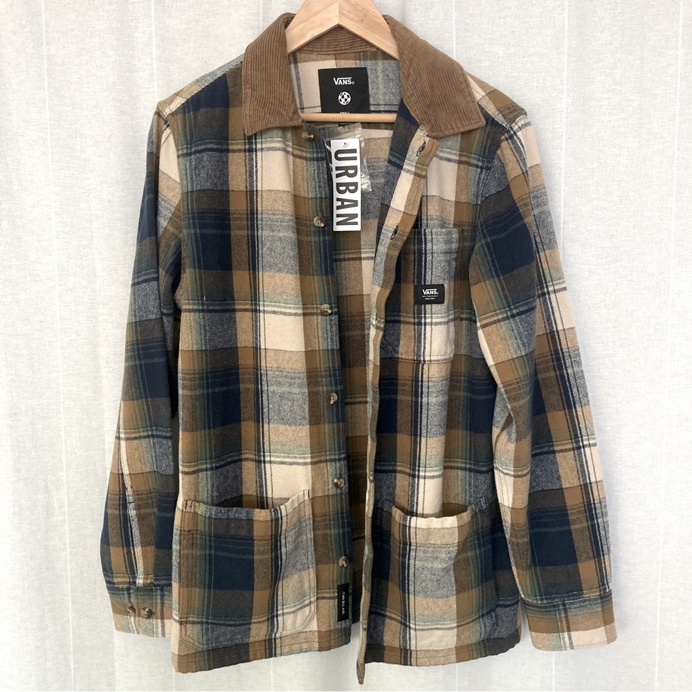 NWT Vans Saxon Long Sleeve Woven Plaid Button Up Shirt